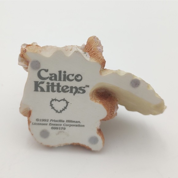 Calico Kittens Cat Figurine Ruffled Heart Plaque 1992 Enesco Orange Tabby Feline - Picture 7 of 9